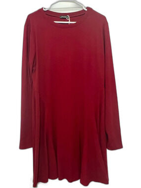 Ofeefan XXL Burgundy Red Long Sleeve A-Line Flare Dress Plus Size